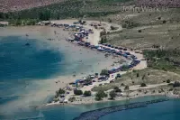 Aerial view of Pueblo Lake with the crew